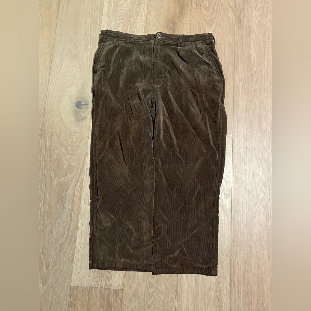 Brown “University of Cambridge” corduroy wide-leg pants